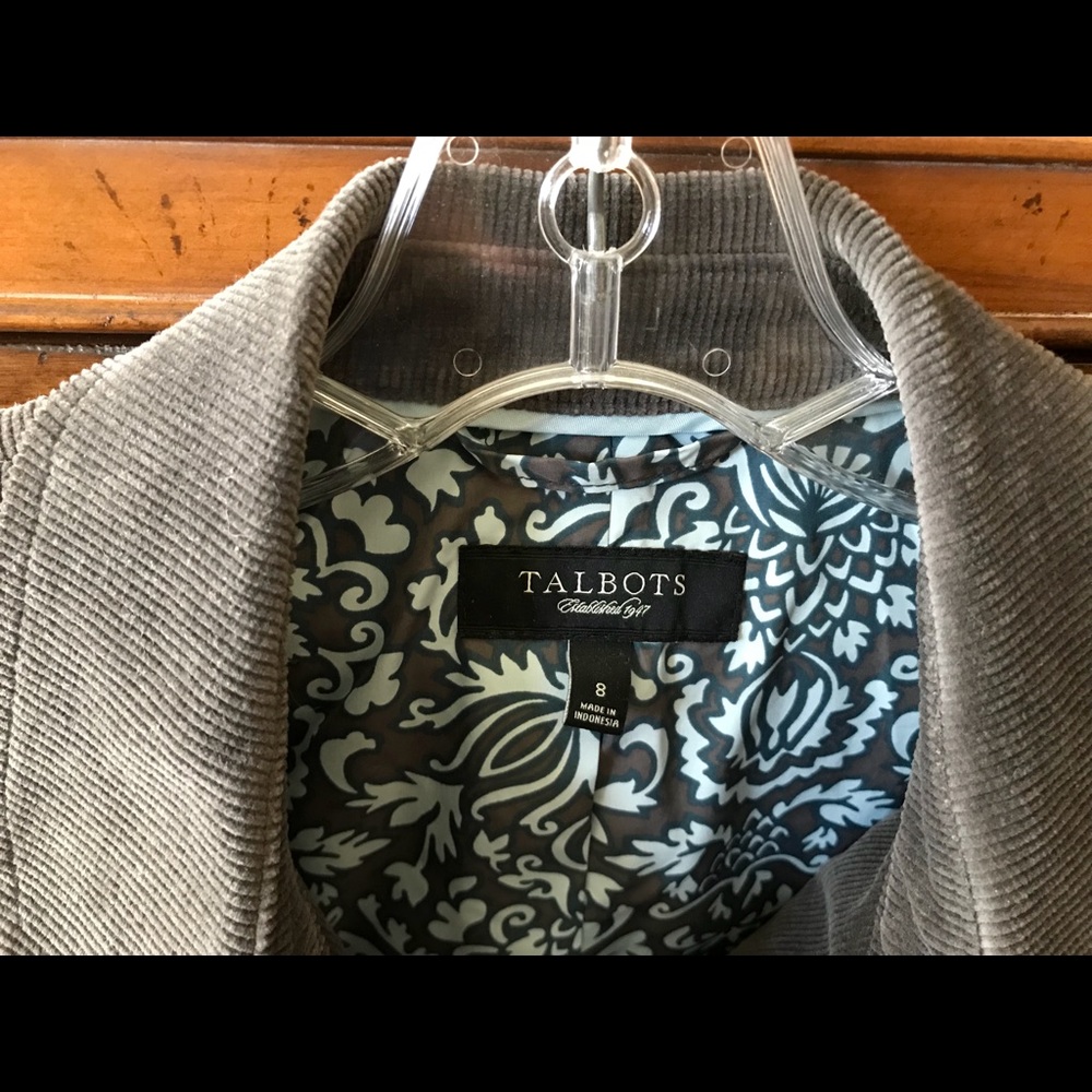 Talbots Gray Cord Jacket Size 8 - image 3